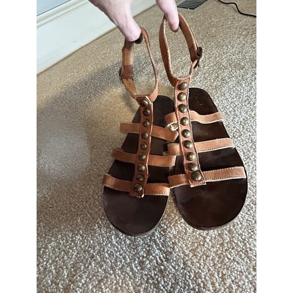 Fiorentini + Baker Brown Leather Sandals Flat Gladiator Style Italy Size 8.5 - Picture 5 of 9